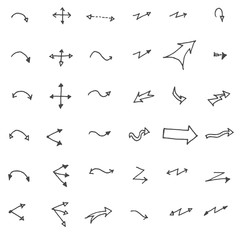 Vector hand drawn arrows set isolated on white