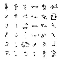 Vector hand drawn arrows set isolated on white sketch
