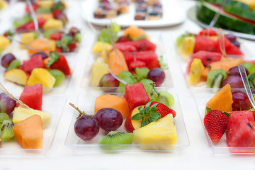 fresh fruit salad in glass bowl