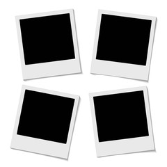 Set of retro photo frames with shadows on the white background.