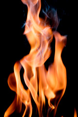 Close up view of natural flame with smoke