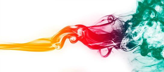 Colorful fantasy smoke on white background