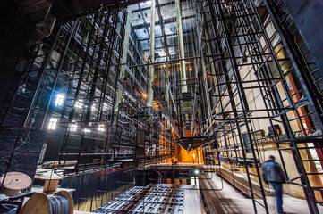 Equipment over the stage in the theater