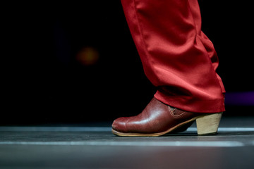 Dancing shoes feet and legs male dance flamenco for print - obrazy, fototapety, plakaty