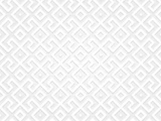 3D effect geometric seamless pattern. White and light grey background. Vector illustration.