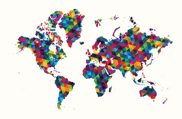 Decorative world map abstract geometric pattern