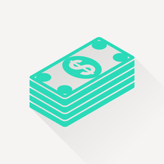 Cash money banknotes vector flat icon