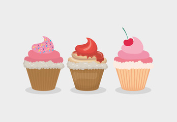 Delicious cupcake dessert icon vector illustration graphic design