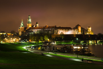 Fototapeta Wawel Royal Castle at night in Cracow, Poland obraz