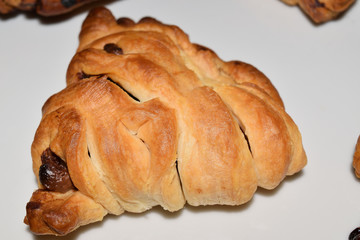 Neapolitan Sfogliatelle stuffed with ricotta cheese and chocolate cream