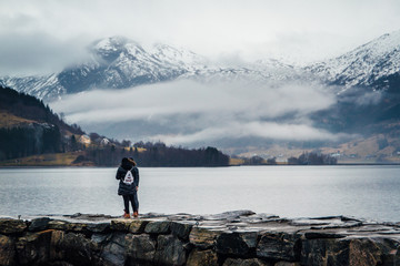 Fototapeta na wymiar Fjord and mountain in Norway