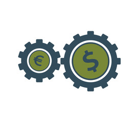 Euro dollar financial market cogs icon