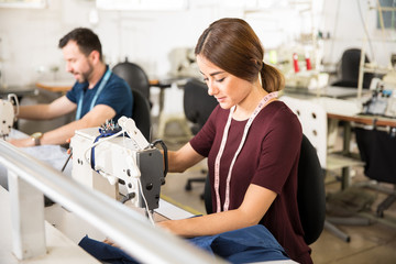 Tailors working in a textile factory