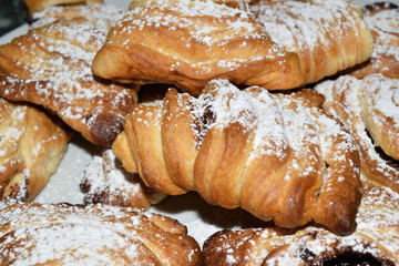 Neapolitan Sfogliatelle stuffed with ricotta cheese and chocolate cream