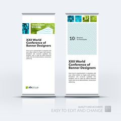 Abstract business vector set of modern roll Up Banner stand desi