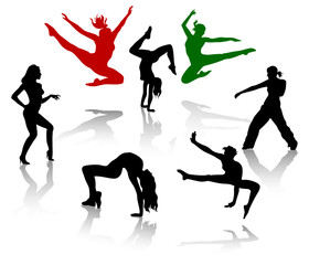 Silhouettes of the modern dancer.