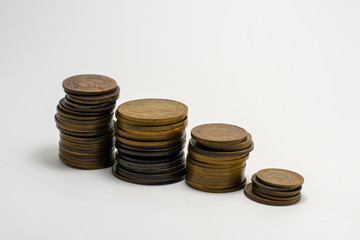 Old copper collectible coins. Numismatics