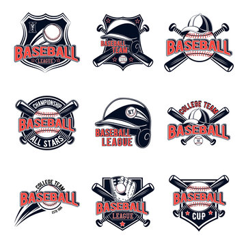 Vector set of baseball logos for your design, advertising, lototype team, print, web isolated on white background
