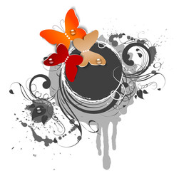 Abstract floral background with butterflies  for design