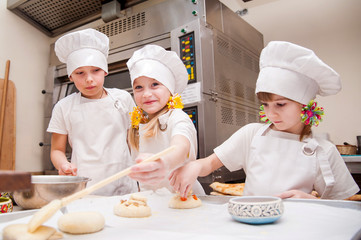 Children make dough products