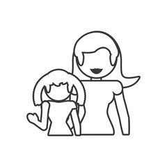mother and daughter loving outline vector illustration eps 10