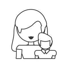 mother with son together outline vector illustration eps 10
