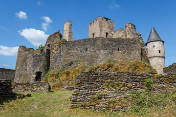 Fototapeta na wymiar Ruins of the medieval castle Bourscheid, Luxembourg