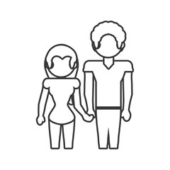 couple loving together outline vector illustration eps 10