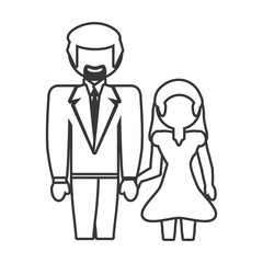couple loving together outline vector illustration eps 10