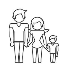 family dad mom and son outline vector illustration eps 10