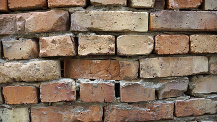 Wall of old red bricks