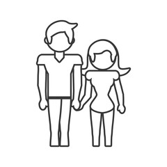 couple loving together outline vector illustration eps 10
