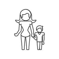 mother with son together outline vector illustration eps 10