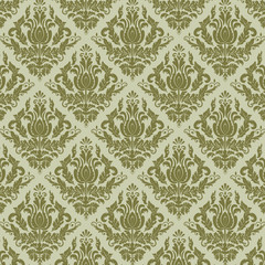 Vector damask seamless pattern background. Classical luxury old fashioned damask ornament, royal victorian seamless texture for wallpapers, textile, wrapping. Exquisite floral baroque template.