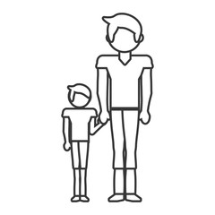 dad and son style outline vector illustration eps 10