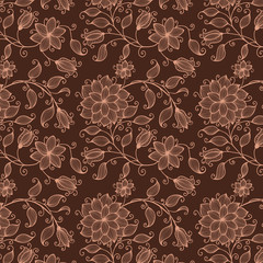 Vector flower seamless pattern background. Elegant texture for backgrounds. Classical luxury old fashioned floral ornament, seamless texture for wallpapers, textile, wrapping.