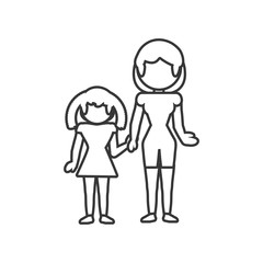 mom with daughter family outline vector illustration eps 10