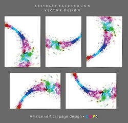 Abstract geometric wavy shapes backgrounds set, brochure & flyer designs, cover templates.