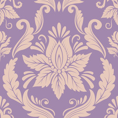 Vector damask seamless pattern element. Classical luxury old fashioned damask ornament, royal victorian seamless texture for wallpapers, textile, wrapping. Exquisite floral baroque template.
