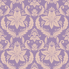 Fototapeta premium Vector damask seamless pattern background. Classical luxury old fashioned damask ornament, royal victorian seamless texture for wallpapers, textile, wrapping. Exquisite floral baroque template.