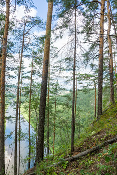 Urral Mountains landscape along white river