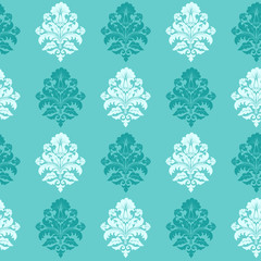 Vector damask seamless pattern background. Classical luxury old fashioned damask ornament, royal victorian seamless texture for wallpapers, textile, wrapping. Exquisite floral baroque template.