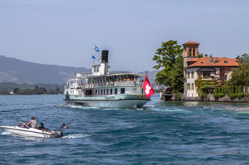 Cruiser swiss ship on the lake