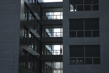 building of modern architecture with large glass Windows