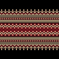 Vector illustration of Ukrainian folk seamless pattern ornament. Ethnic ornament. Border element. Traditional Ukrainian, Belarusian folk art knitted embroidery pattern - Vyshyvanka