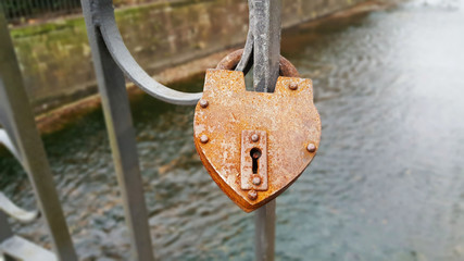 Obraz premium Lock Love in Bridge Baden-Baden Germany 