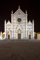 Basilica di Santa Croce at night, Florence, Italy