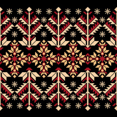 Vector illustration of Ukrainian folk seamless pattern ornament. Ethnic ornament. Border element. Traditional Ukrainian, Belarusian folk art knitted embroidery pattern - Vyshyvanka