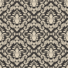 Vector damask seamless pattern background. Classical luxury old fashioned damask ornament, royal victorian seamless texture for wallpapers, textile, wrapping. Exquisite floral baroque template.