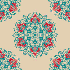 Vector floral seamless pattern element in Arabian style. Arabesque pattern. Eastern ethnic ornament. Elegant texture for backgrounds.